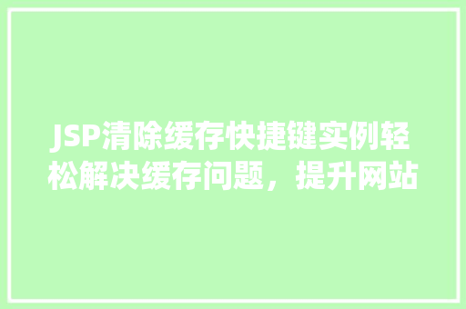 JSP清除缓存快捷键实例轻松解决缓存问题，提升网站效率