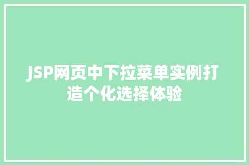 JSP网页中下拉菜单实例打造个化选择体验