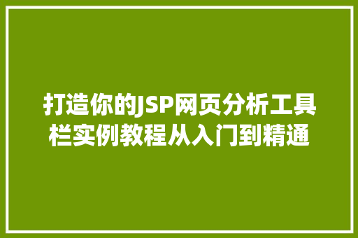 打造你的JSP网页分析工具栏实例教程从入门到精通