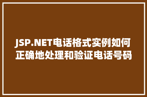 JSP.NET电话格式实例如何正确地处理和验证电话号码