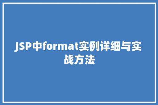 JSP中format实例详细与实战方法  第1张