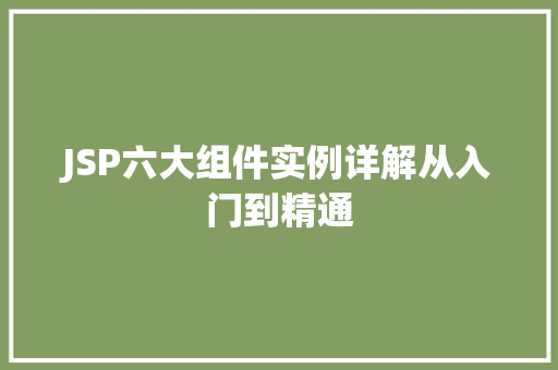 JSP六大组件实例详解从入门到精通