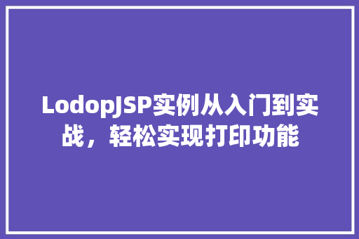LodopJSP实例从入门到实战，轻松实现打印功能