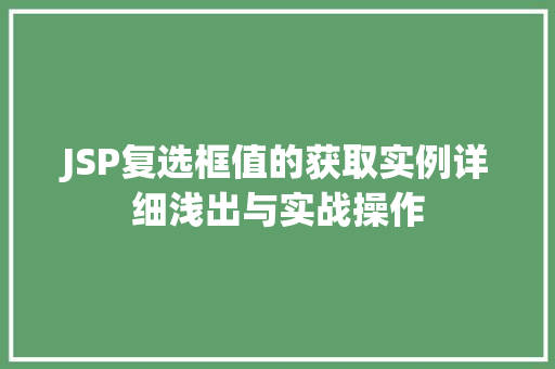 JSP复选框值的获取实例详细浅出与实战操作