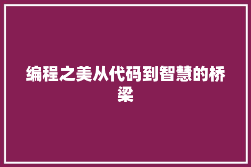 编程之美从代码到智慧的桥梁