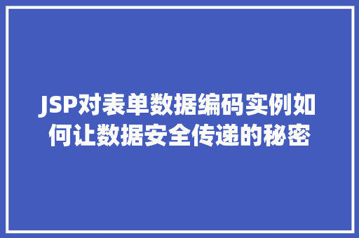 JSP对表单数据编码实例如何让数据安全传递的秘密  第1张