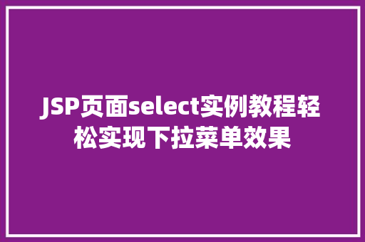 JSP页面select实例教程轻松实现下拉菜单效果