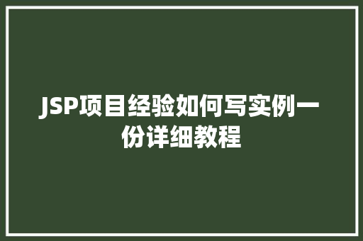 JSP项目经验如何写实例一份详细教程