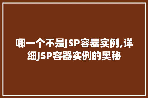 哪一个不是JSP容器实例,详细JSP容器实例的奥秘