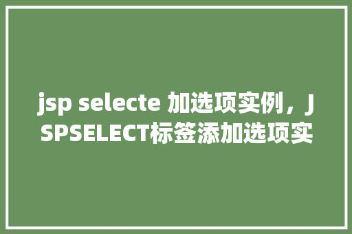 jsp selecte 加选项实例，JSPSELECT标签添加选项实例介绍