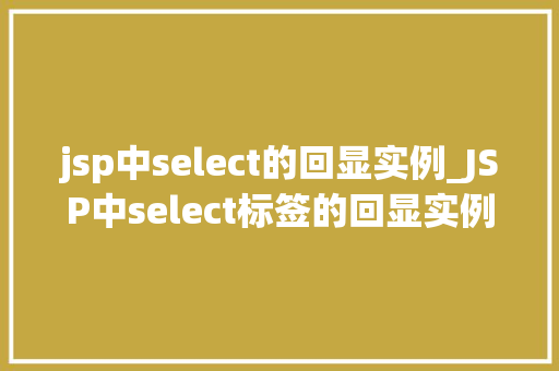 jsp中select的回显实例_JSP中select标签的回显实例实现动态下拉菜单的方法
