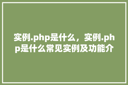 实例.php是什么,实例.php是什么常见实例及功能介绍