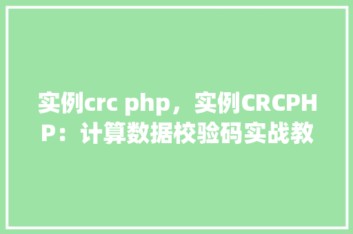 实例crc php，实例CRCPHP：计算数据校验码实战教程