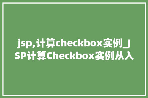 jsp,计算checkbox实例_JSP计算Checkbox实例从入门到精通  第1张