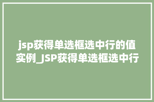 jsp获得单选框选中行的值实例_JSP获得单选框选中行的值实例详解