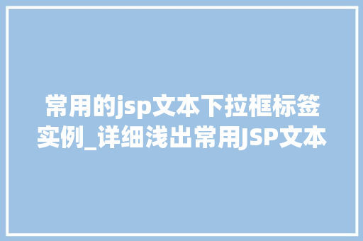 常用的jsp文本下拉框标签实例_详细浅出常用JSP文本下拉框标签实例详解  第1张