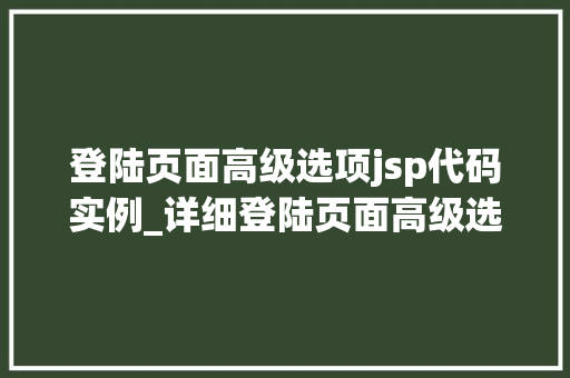 登陆页面高级选项jsp代码实例_详细登陆页面高级选项JSP代码实例 第1张 登陆页面高级选项jsp代码实例_详细登陆页面高级选项JSP代码实例 第1张