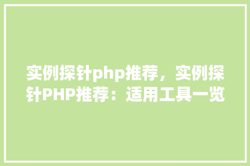 实例探针php推荐,实例探针PHP推荐:适用工具一览表