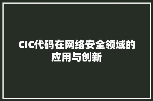 CIC代码在网络安全领域的应用与创新  第1张