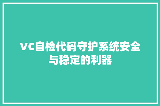 VC自检代码守护系统安全与稳定的利器