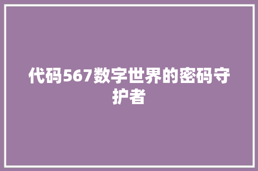 代码567数字世界的密码守护者