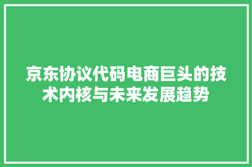 京东协议代码电商巨头的技术内核与未来发展趋势