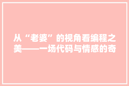 从“老婆”的视角看编程之美——一场代码与情感的奇妙邂逅