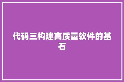 代码三构建高质量软件的基石