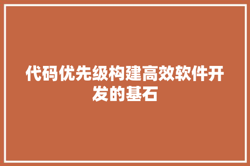 代码优先级构建高效软件开发的基石