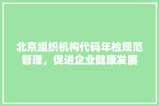 北京组织机构代码年检规范管理，促进企业健康发展  第1张