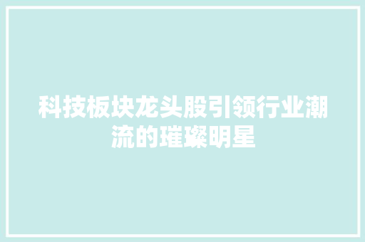 科技板块龙头股引领行业潮流的璀璨明星