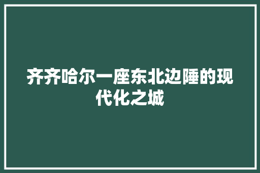 齐齐哈尔一座东北边陲的现代化之城