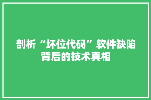 剖析“坏位代码”软件缺陷背后的技术真相