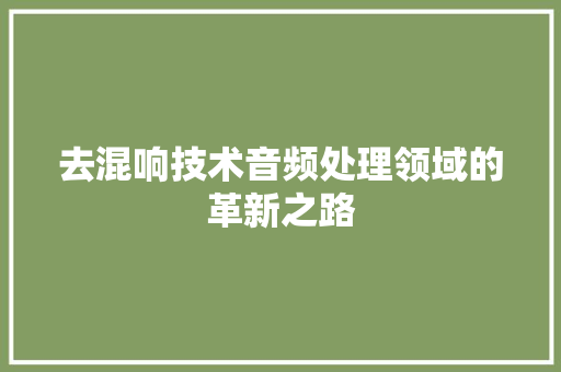 去混响技术音频处理领域的革新之路  第1张