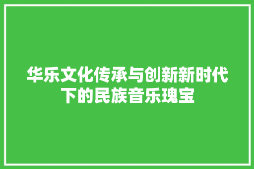 华乐文化传承与创新新时代下的民族音乐瑰宝