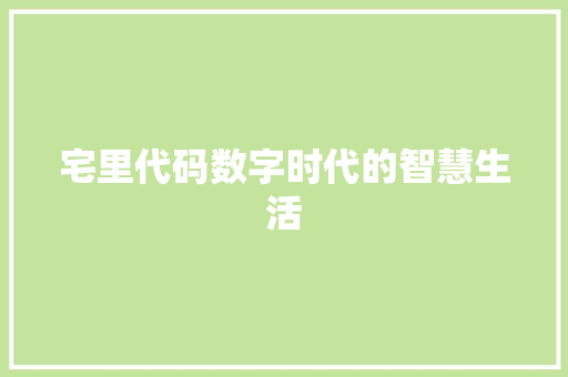 宅里代码数字时代的智慧生活