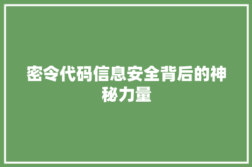 密令代码信息安全背后的神秘力量