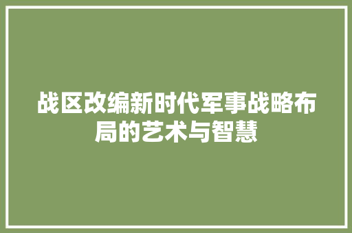 战区改编新时代军事战略布局的艺术与智慧  第1张