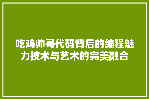 吃鸡帅哥代码背后的编程魅力技术与艺术的完美融合