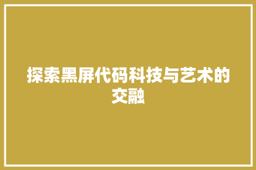 探索黑屏代码科技与艺术的交融