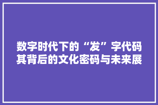 数字时代下的“发”字代码其背后的文化密码与未来展望