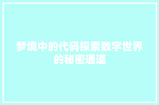 梦境中的代码探索数字世界的秘密通道