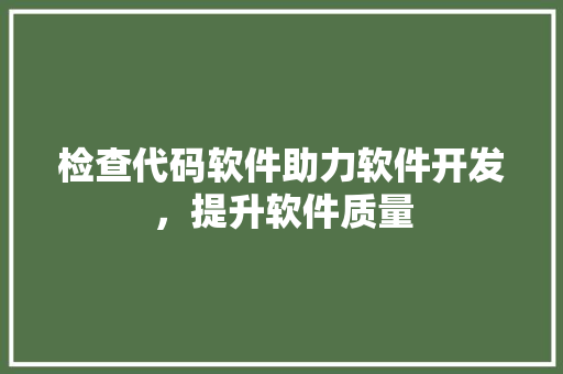 检查代码软件助力软件开发，提升软件质量