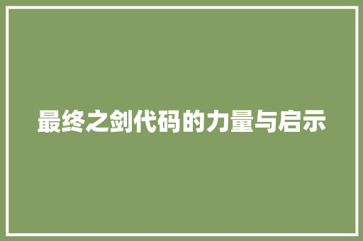 最终之剑代码的力量与启示