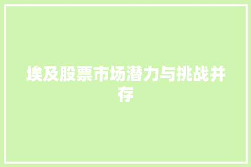 埃及股票市场潜力与挑战并存
