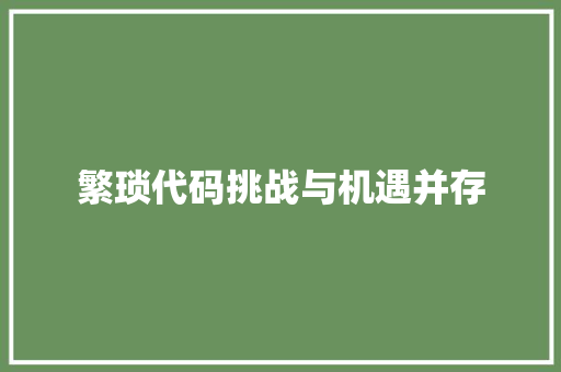 繁琐代码挑战与机遇并存