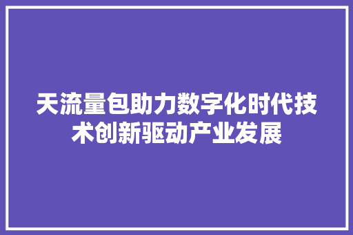 天流量包助力数字化时代技术创新驱动产业发展