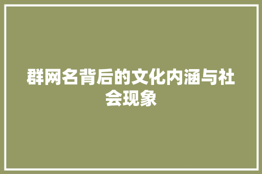 群网名背后的文化内涵与社会现象  第1张
