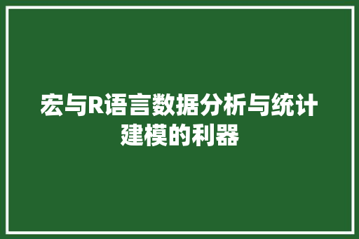 宏与R语言数据分析与统计建模的利器