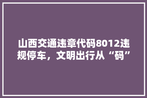 山西交通违章代码8012违规停车，文明出行从“码”上做起